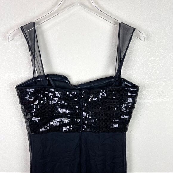 Tadashi Shoji Black Sequin Silk Maxi Dress Size 12 - Picture 6 of 9